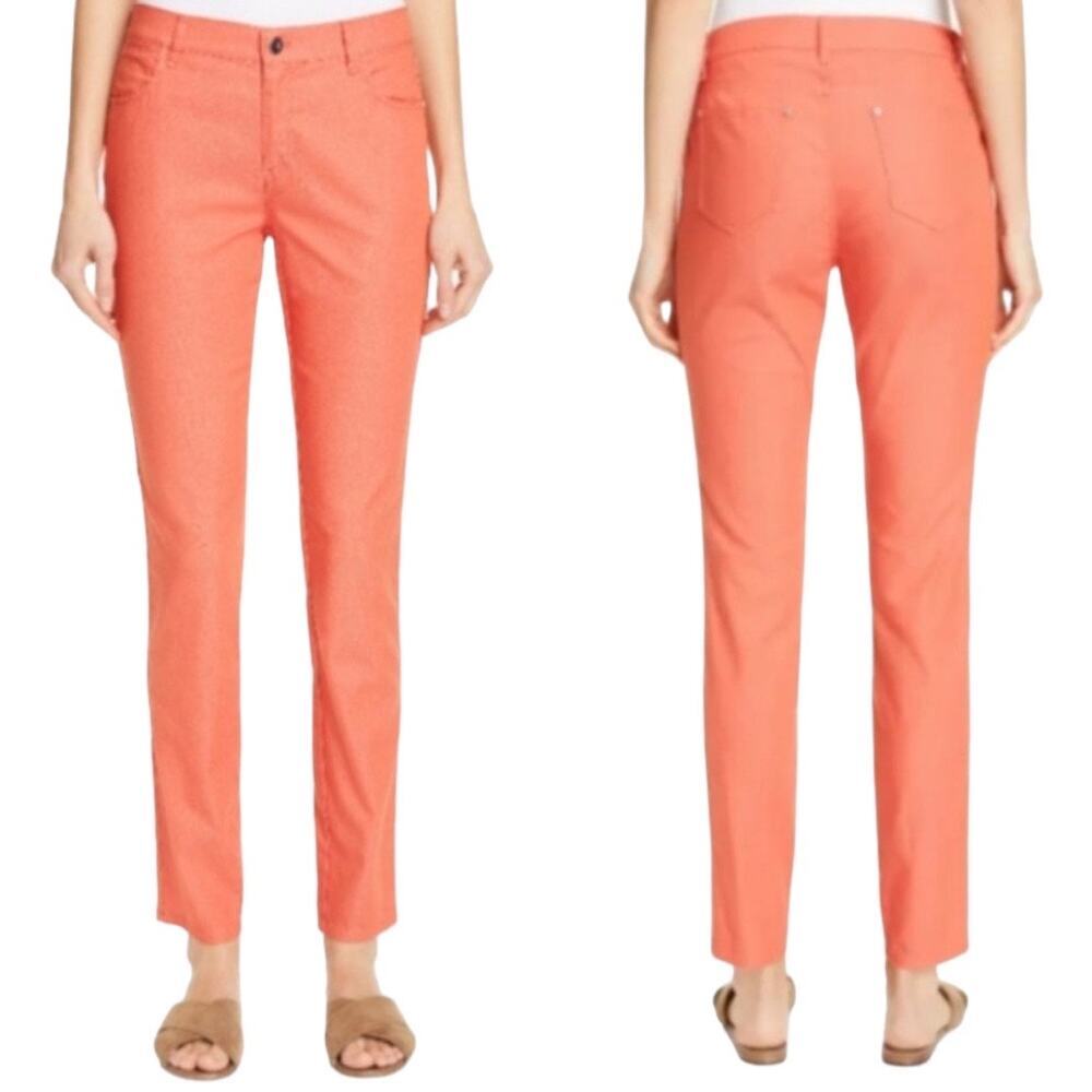 Lafayette 148 New York Orange Mercer Skinny Ankle Pants Slacks Peach Rose Size 6